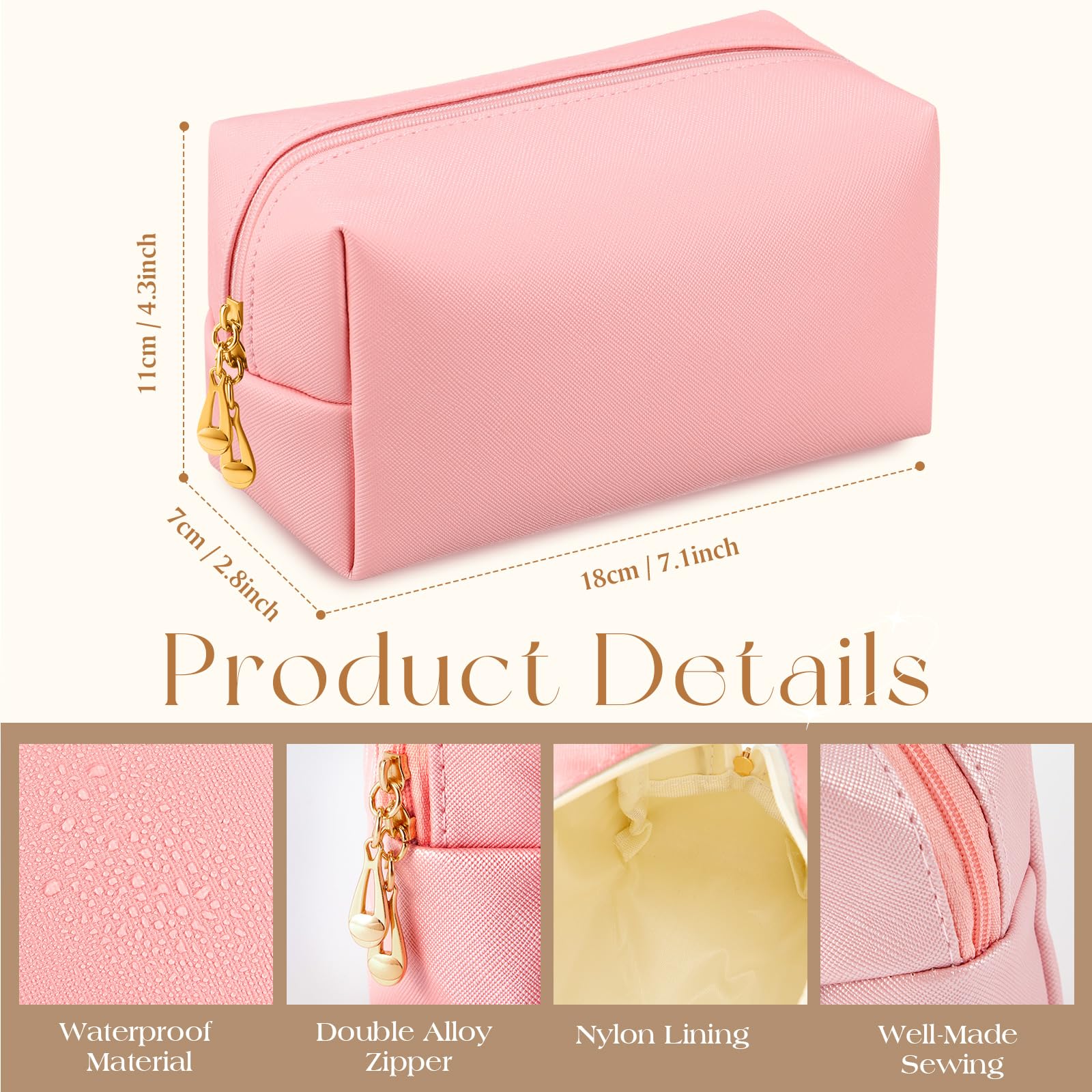 Kigeli 15 Pcs Aesthetic Makeup Bags PU Leather Cosmetic Pouches Waterproof Plain Toiletry Bags Makeup Pouches Bulk for Women Party Gift Travel Storage Organizer(Vivid Color)