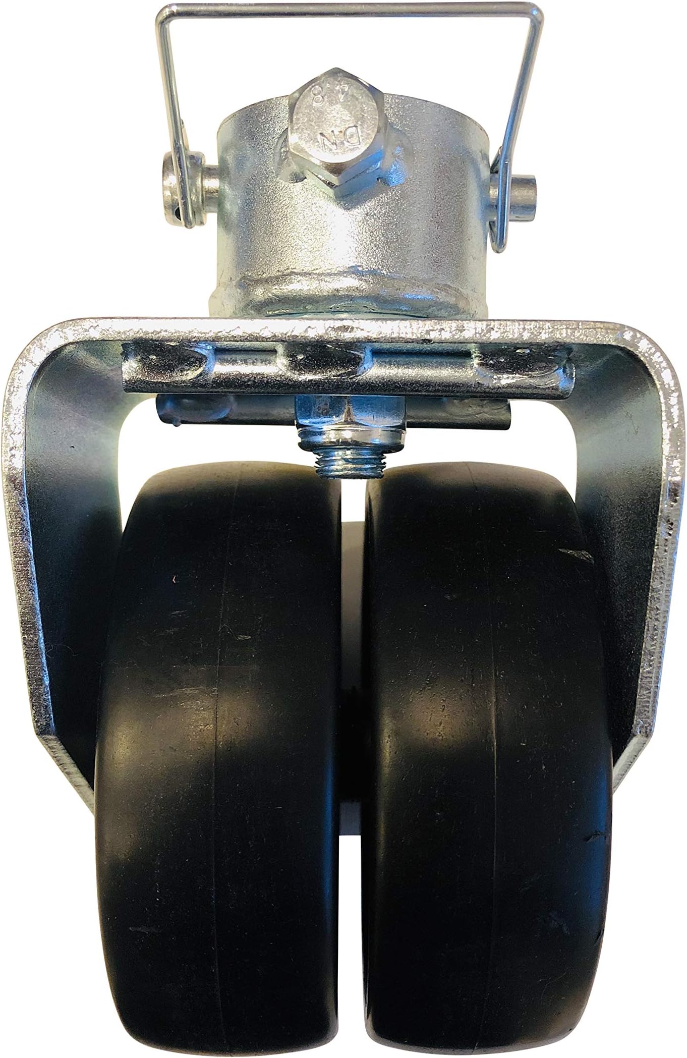 Reinforced Double Wheel Trailer Jack Caster with Pin (2000 Pound Rated)