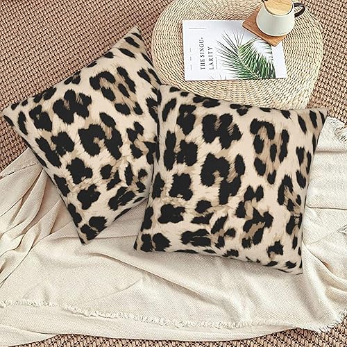 Miniatura 4 de HOSTECCO Juego de 2 fundas de almohada con estampado de guepardo de 18 x 18 pulgadas, fundas de almohada decorativas de terciopelo de leopardo para