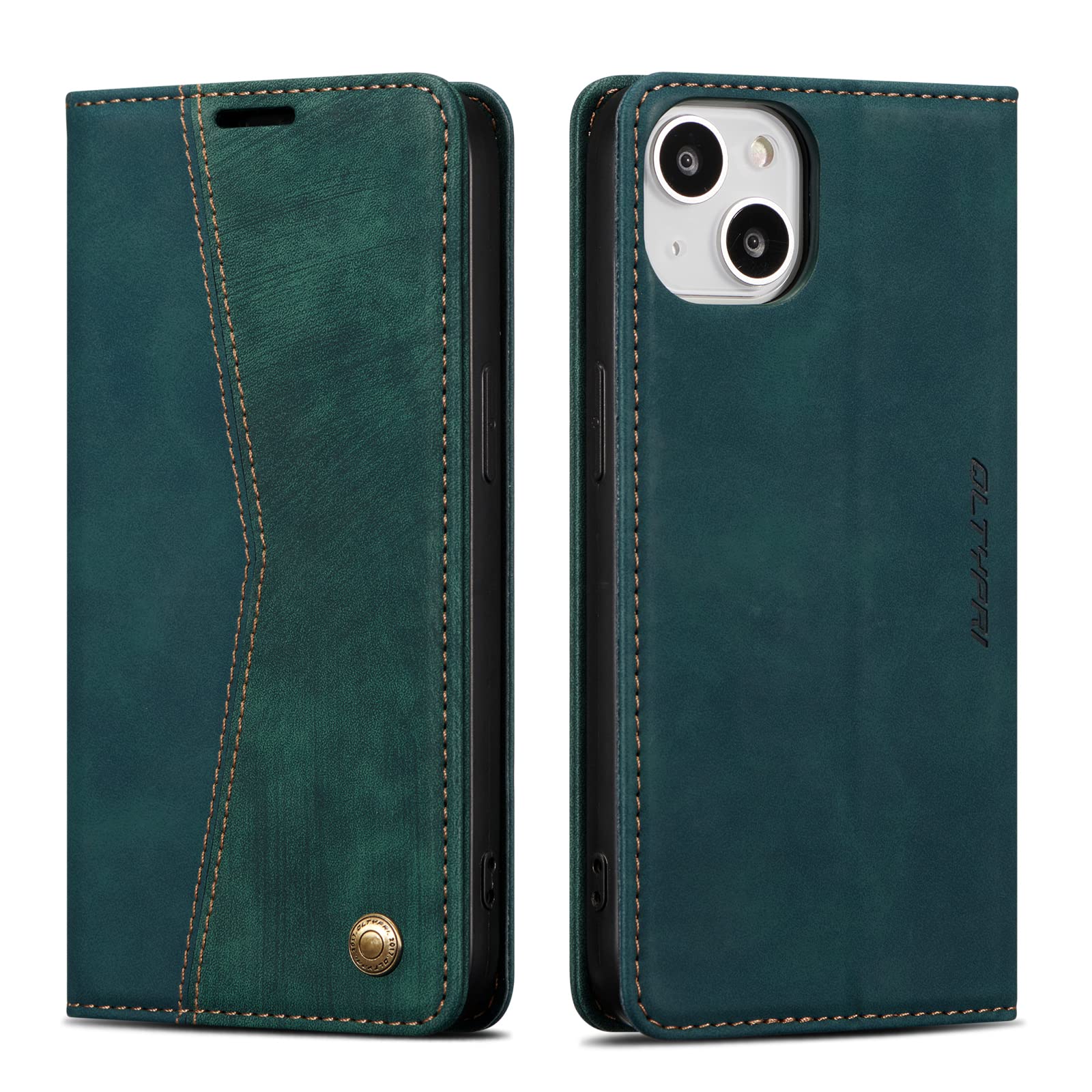 QLTYPRI Case for iPhone 14 Plus, Vintage PU Leather Wallet Case Card Slot Kickstand Magnetic Closure Shockproof Flip Folio Book Case Cover for iPhone