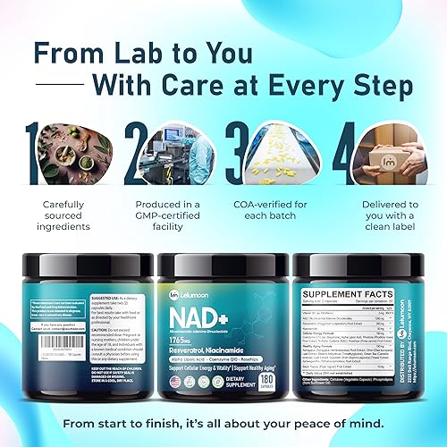 Miniatura 8 de Ultra NAD+ 1770 mg con resveratrol, niacinamida, ALA, CoQ10 y escaramujos  Apoya la energía celular, la vitalidad y el envejecimiento saludable