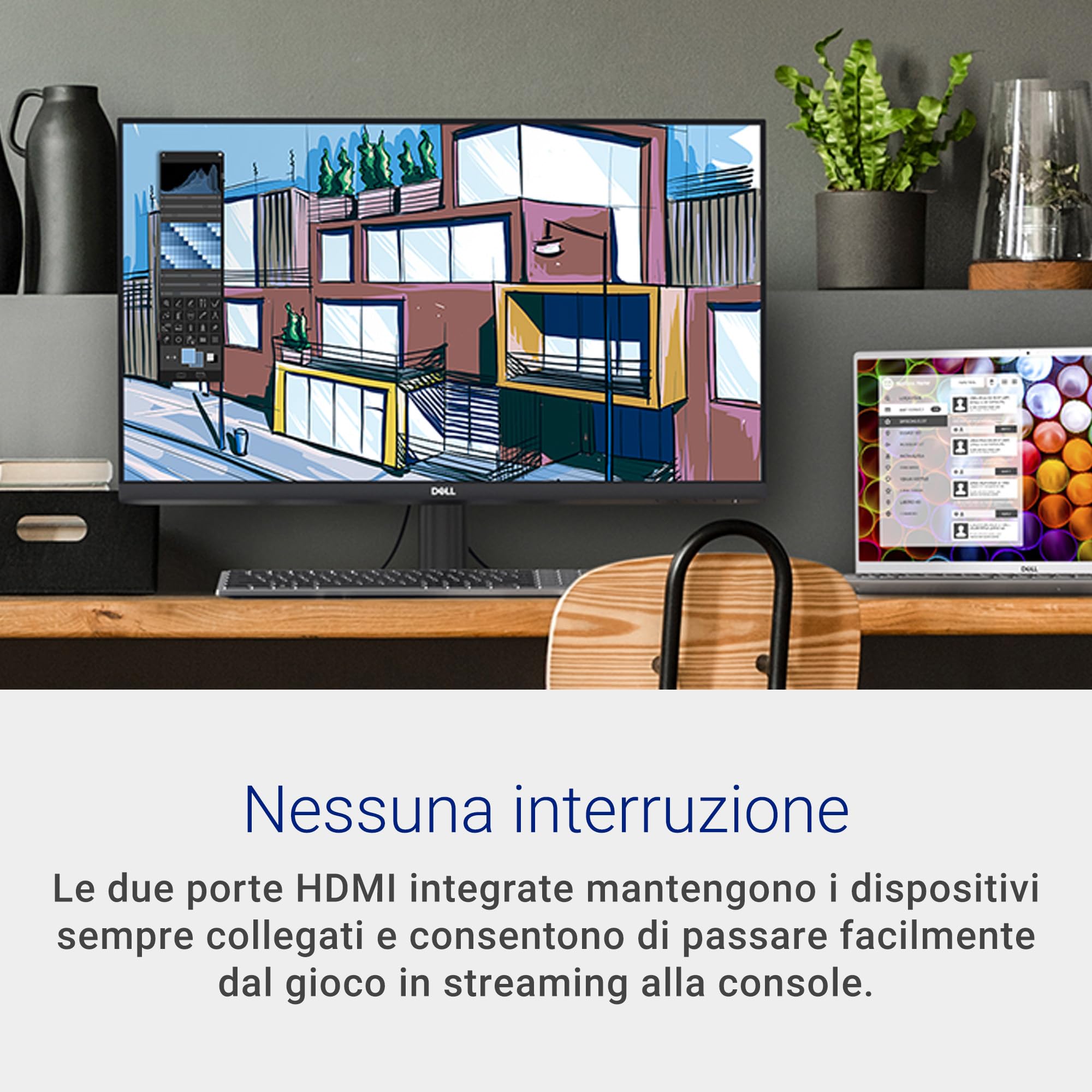 Dell S2421NX 24" Full HD (1920x1080) Monitor, 75Hz, IPS, 4ms, AMD FreeSync, Lunetta ultrasottile, 2x HDMI, 3 Anni di Garanzia, Nero