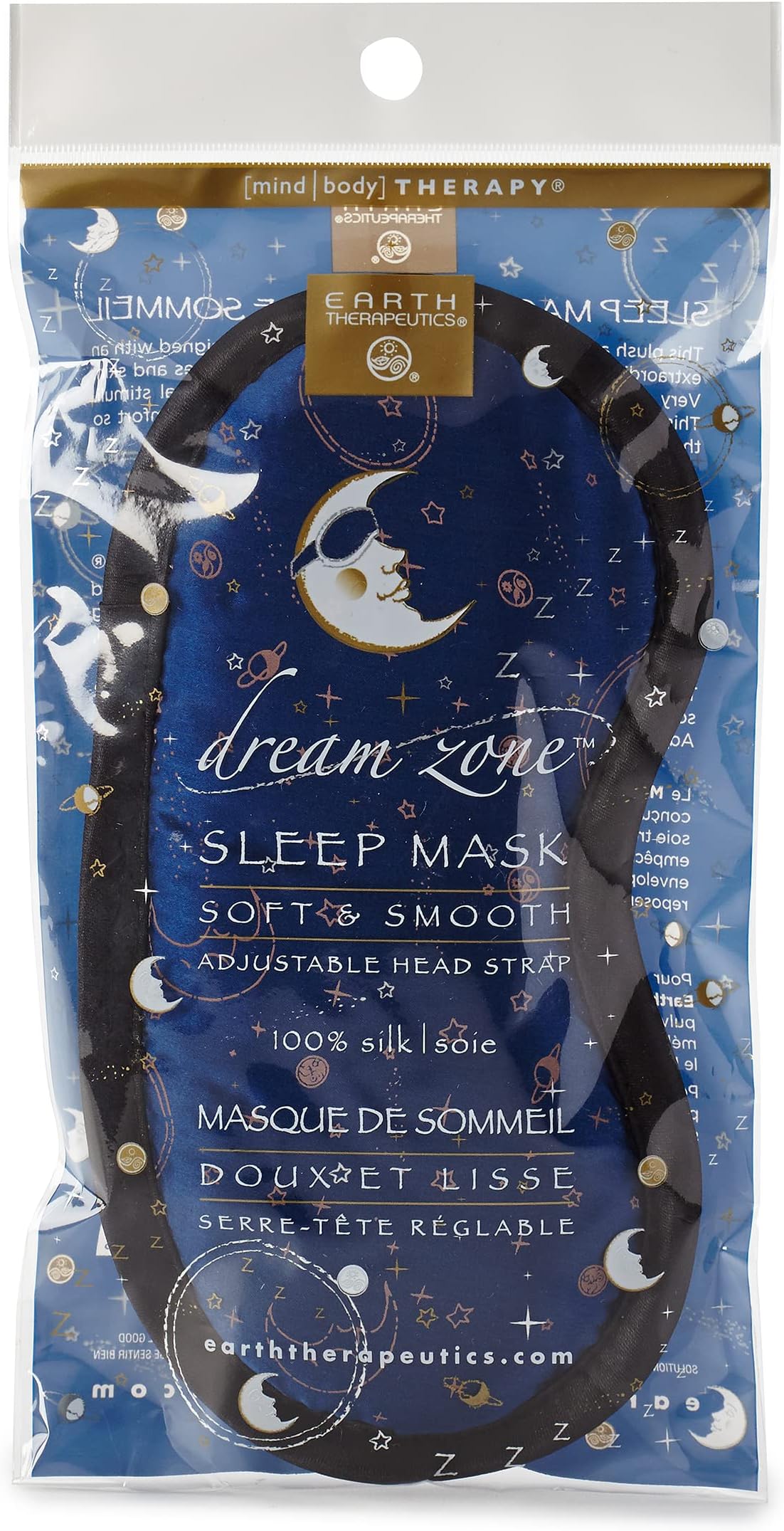 Earth Therapeutics Dream Zone Sleep Mask – Comfortable & Versatile – Soft & Plush Cushioning for Peaceful Slumber – Elastic Strap Adjusting