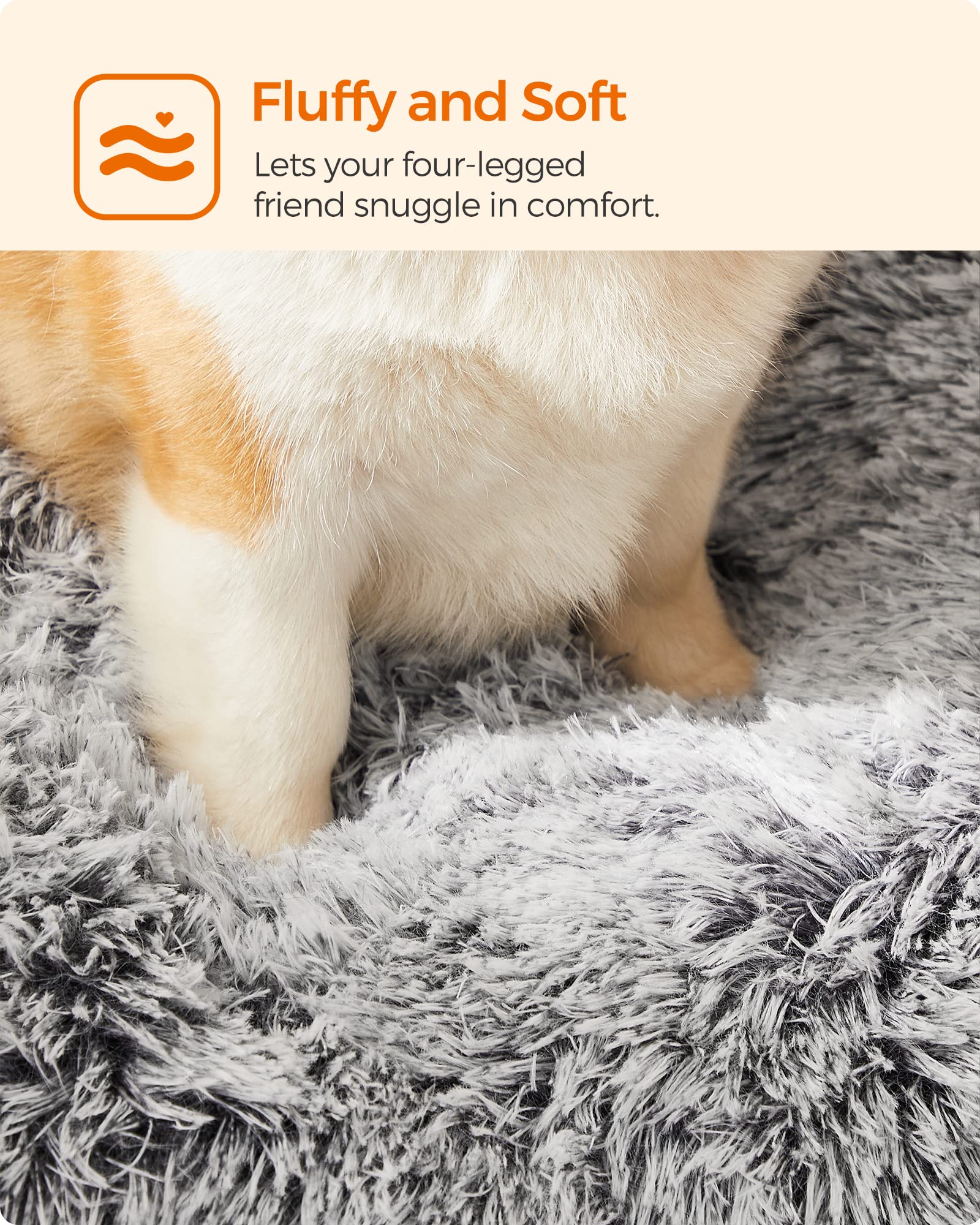 Feandrea Cuccia per Cani, Tappetino per Animali di Peluche Morbida, 95 x 60 cm, Imbottitura Soffice, Lavabile in Lavatrice, Cuscino per Cani Multiuso, Grigio Ombré PGW202G01