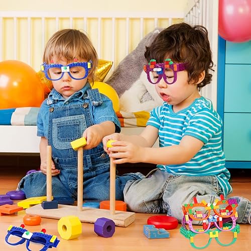 Miniatura 5 de Hxezoc 12 piezas de ladrillos de construcción DIY gafas bloques de construcción juegos para niños Bloque de construcción creativo suministros de