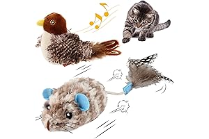 Gigwi Interactive Cat Toys Pack: Squeaky Bird and Automatic Mouse Toy for Indoor Playtime