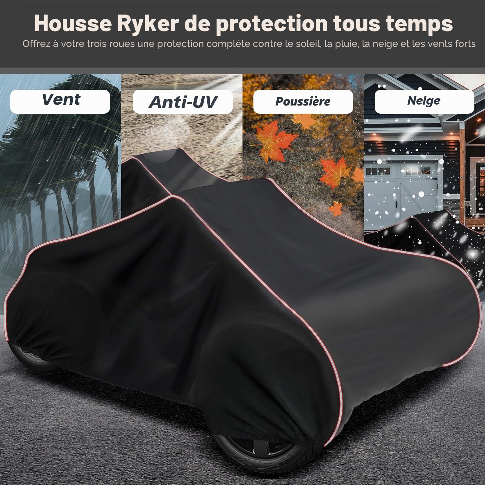 XYZCTEM Can-Am RT 2010-2019 Housse résistante aux intempéries et aux UV pour intérieur et extérieur avec Bande réfléchissante et Sac de Rangement
