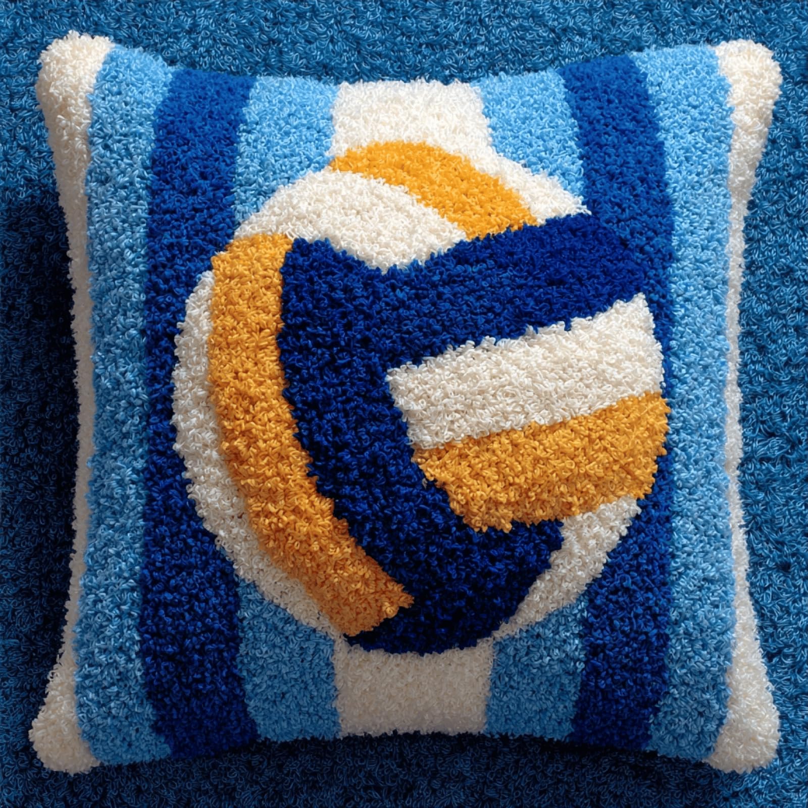 XDEGHUANGSS Latch Hook Cushion Kit,DIY Pillow Cover Kit,43x43 cm,Volleyball