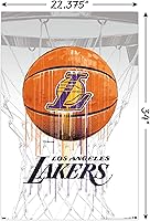 Vista 3 de Trends International NBA Los Angeles Lakers - Póster de pared Drip Ball 20, 22.375 x 34 pulgadas, versión sin marco