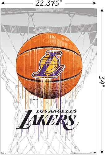 Miniatura 3 de Trends International NBA Los Angeles Lakers - Póster de pared Drip Ball 20, 22.375 x 34 pulgadas, versión sin marco