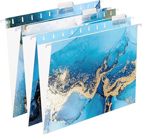 Carpetas de archivo, tamaño carta, 12 unidades, carpetas colgantes de mármol, carpetas de archivos decorativas, gabinete, aula, suministros de