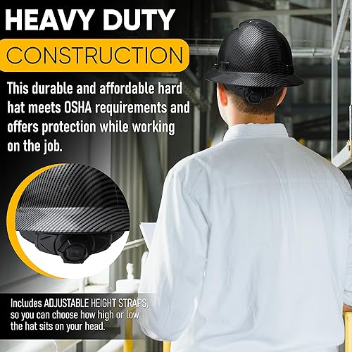 Miniatura 5 de Casco de seguridad OSHA de ala completa, ventilado, con sistema de trinquete de 6 puntos, cumple con ANSI Z89.1, equipo de protección personal,