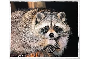 60"x80" Raccoon Sherpa Blanket: Snuggle with Wildlife Warmth