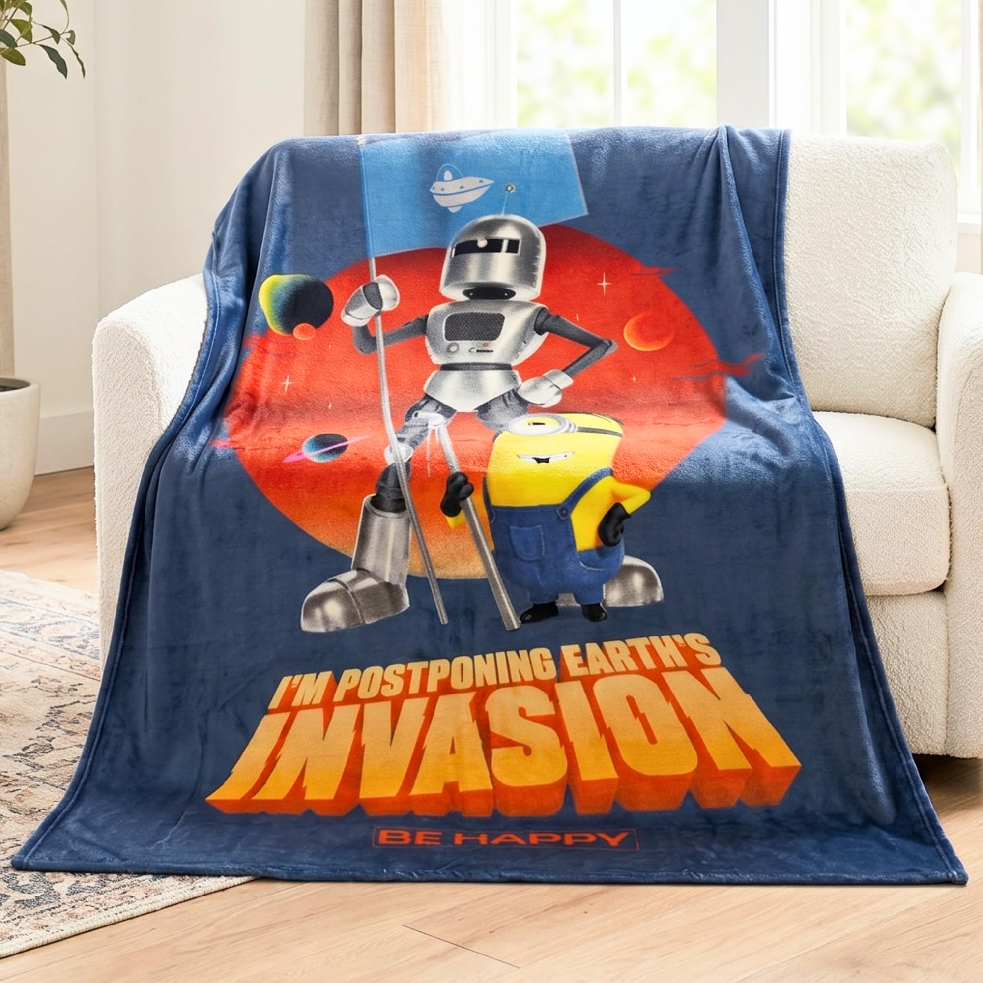 Minions & Monsters Movie Throw Blanket, Soft Cozy Decorative Blanket for Couch or Bed (Officially Licensed Product) By Franco