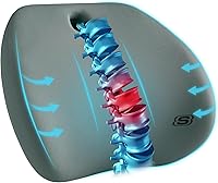 Vista 14 de Skechers Almohada de apoyo lumbar para silla de oficina, almohada lumbar de espuma viscoelástica, alivio del dolor de espalda baja, almohada de Rosa