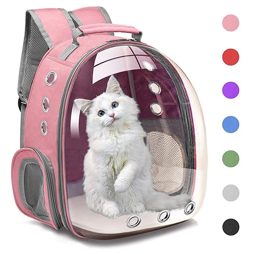 Henkelion Cat Bubble Carrying Bag, Backpack Carrier for Small Medium Dogs Cats, Airline Approved Travel Space Capsule Pet Carrier Dog Hiking Backpack - Pink - Pink