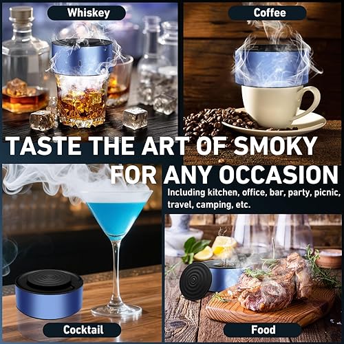 Miniatura 3 de Kit de ahumador eléctrico de whisky, ahumador de cóctel recargable con encendedor integrado, 6 chips de madera, carga USB, ahumador de bebidas y