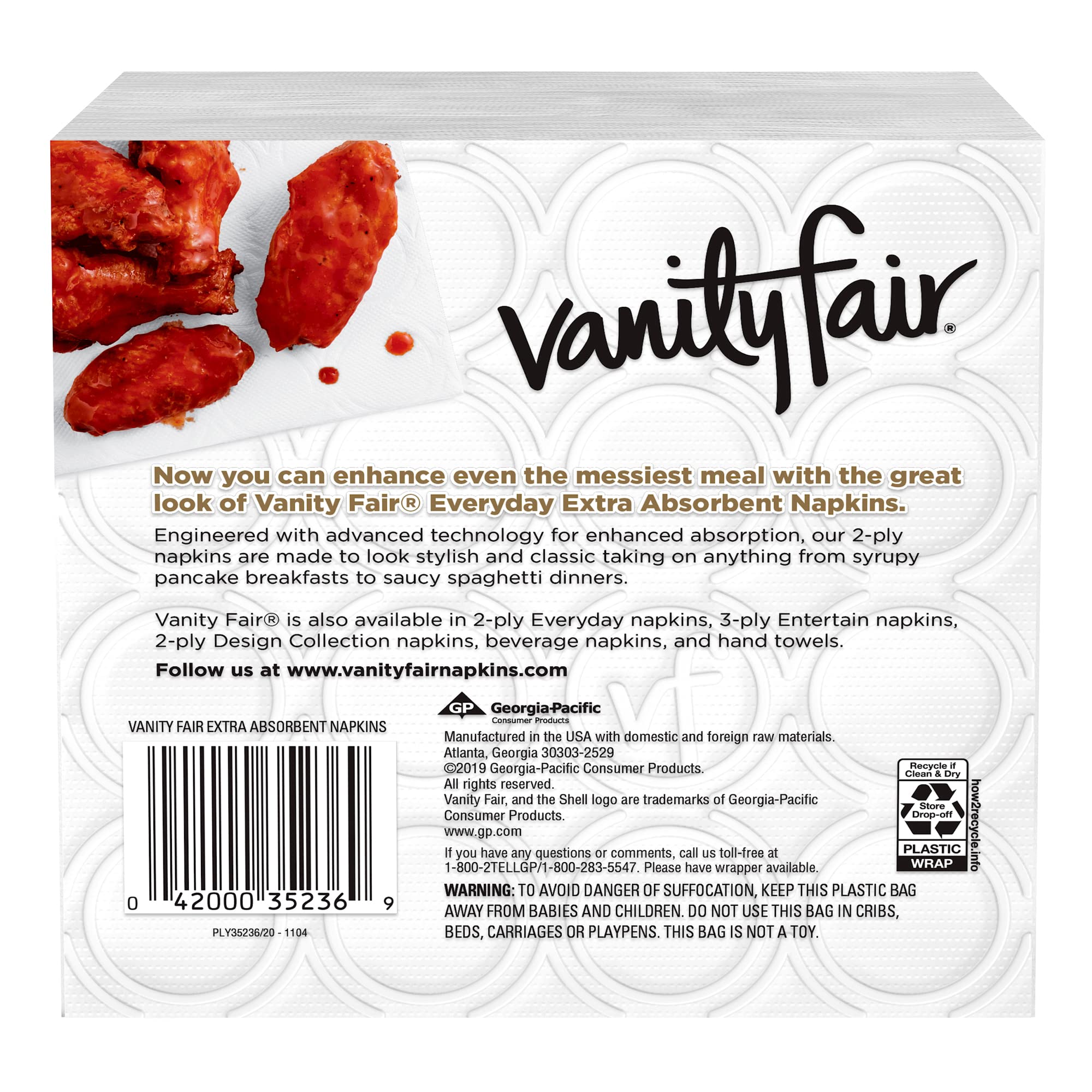 Vanity Fair® Extra Absorbent Premium Paper Napkin, 640 Count, Dinner Napkin for Messy Meals