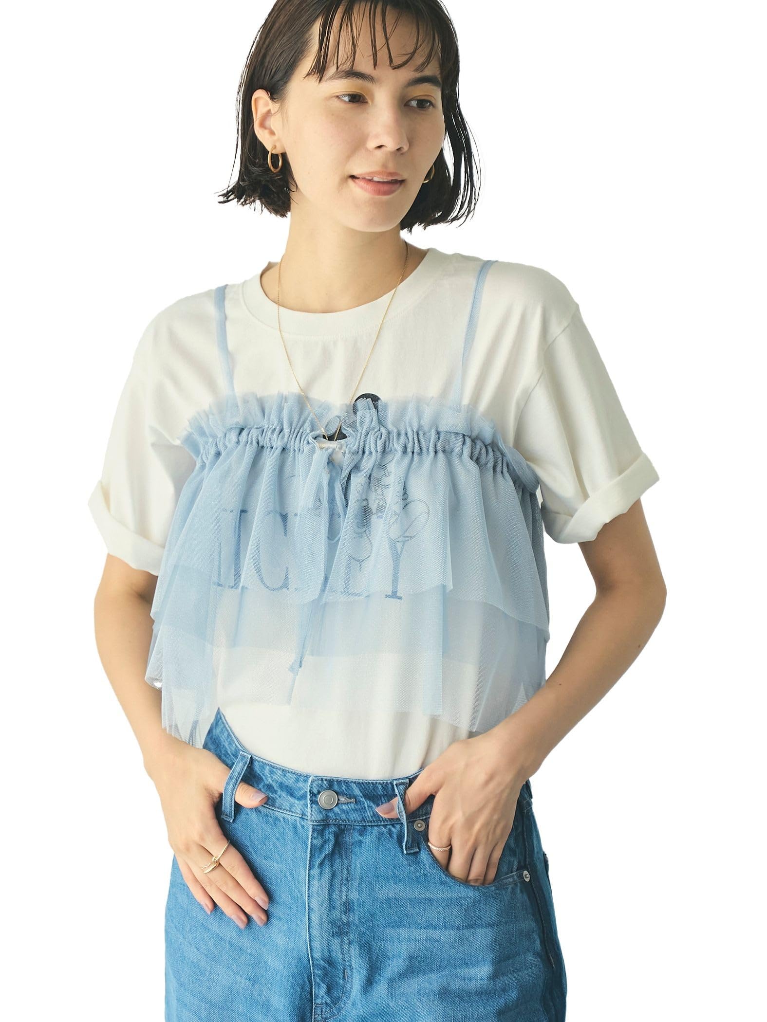 Amazon.co.jp: [コーエン] マルチWAYラメチュールフリルカラートップス