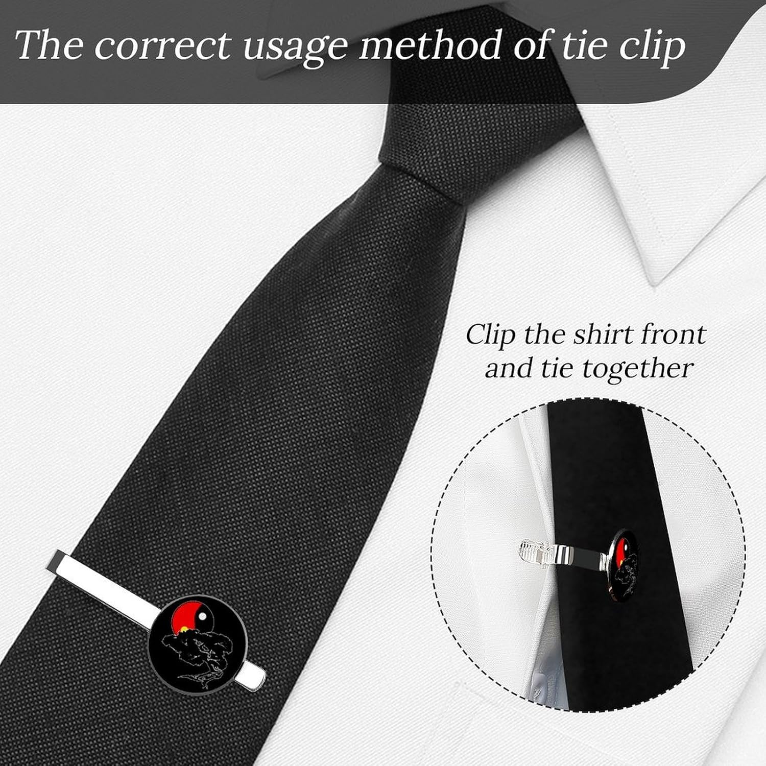 Bonsai Ying And Yang Tree Tie Clip Fashion Jewelry Necktie Pin for Wedding Busiess Office Accessories