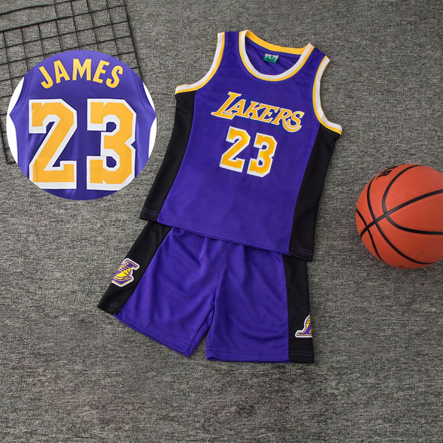 Camiset Baloncesto Niño, Camiseta y Pantalones Cortos de Baloncesto, Equipación Basketball Niño Sin Mangas, Tamaño: 28 (Morado, Altura:150-160 CM)