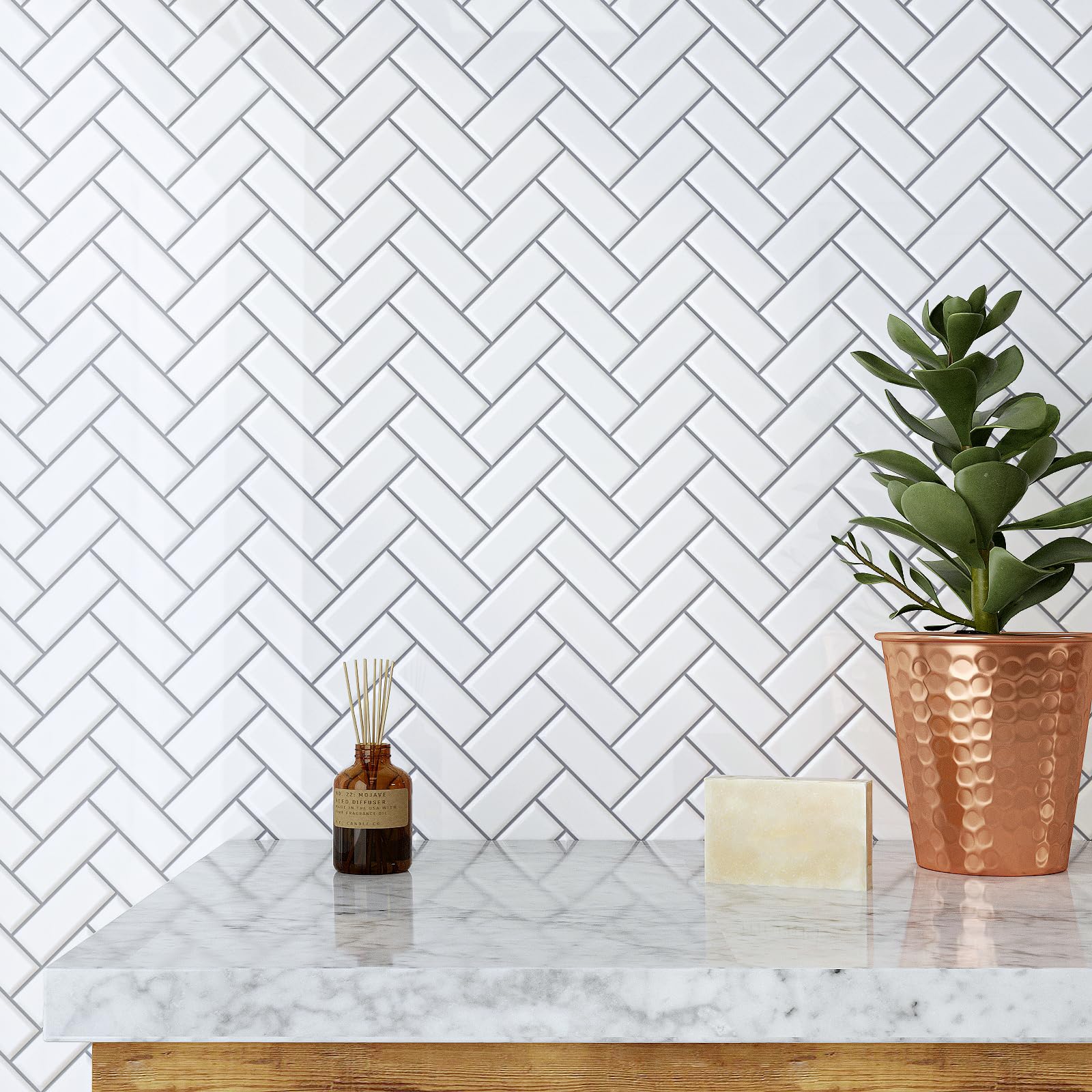 Wooden Planks Tile Stickers, Self Adhesive Tiles, Texture Tile Stickers, Brown Decal Decor, Wall Tile Stickers, Set Of 9 - UK - View #9