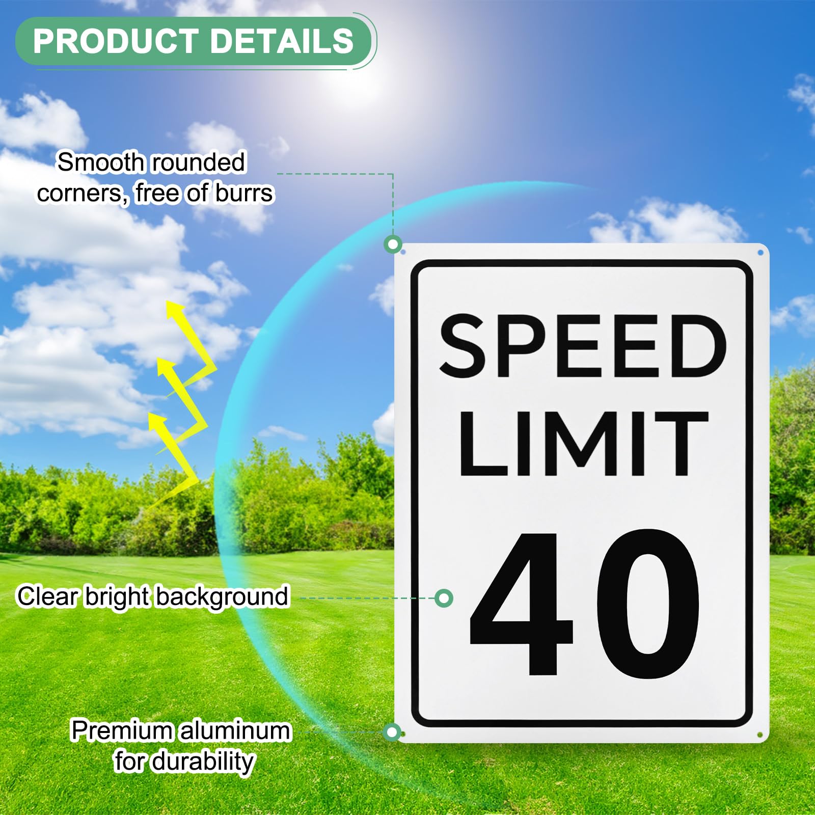 M METERXITY 2-Pack Speed Limit 40 MPH Sign - Image 2