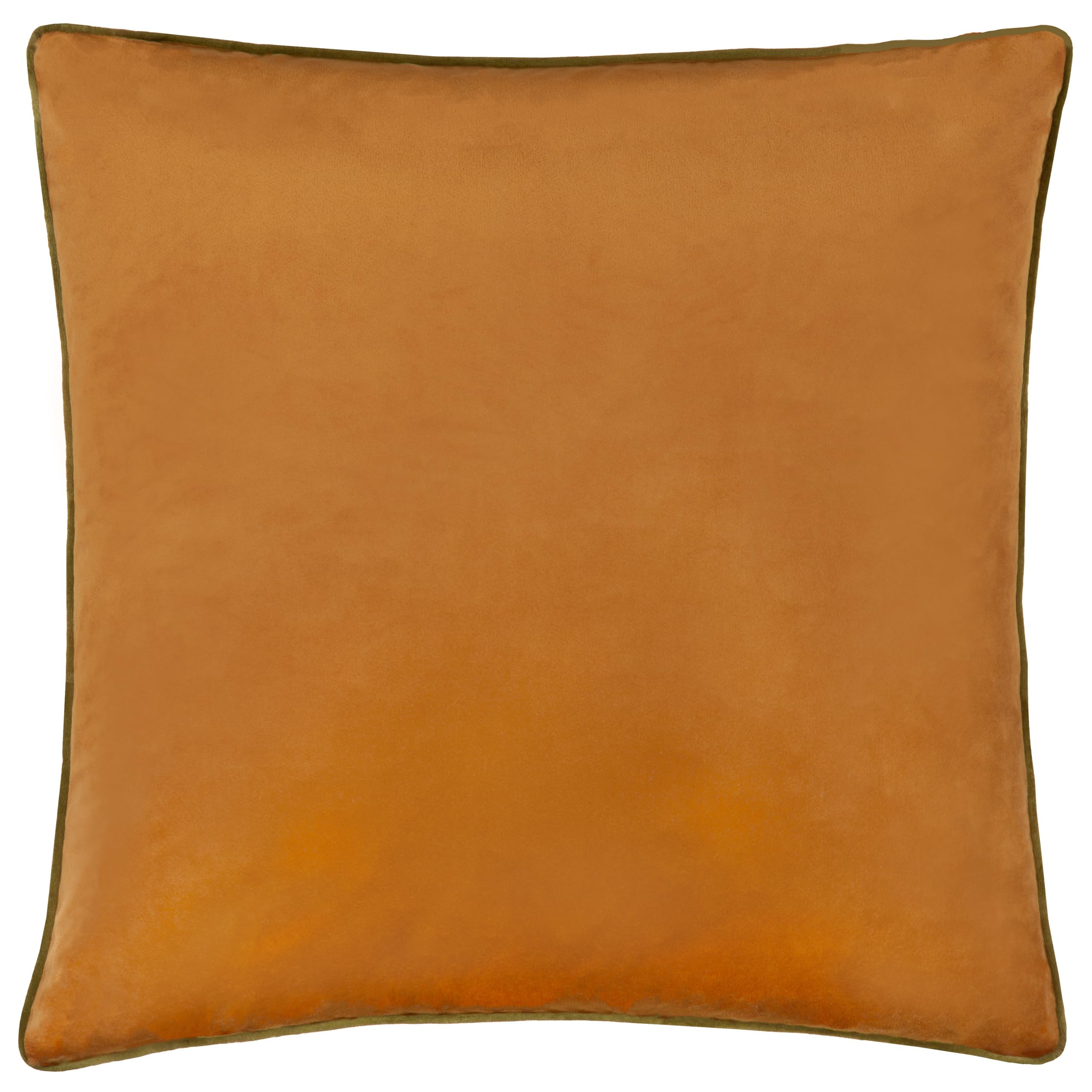 furn. Meridian Cushion Cover – Luxury Contrast Piped Velvet Decorative Case (Ginger/Olive - 45x45cm)