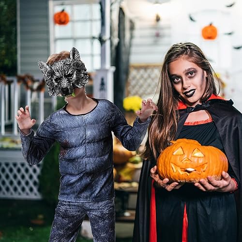Miniatura 6 de Disfraz de lobo para niños, disfraz de hombre lobo, máscara de lobo para niños, disfraz de Halloween