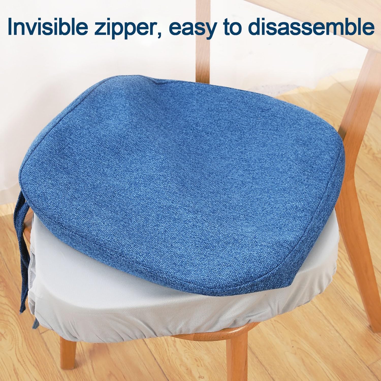 Set di 2/4 cuscini antiscivolo per sedie da pranzo a forma di U con laccetti, comodi cuscini per cucina, ufficio e soggiorno (43 x 40 x 3 cm, 4 pezzi)