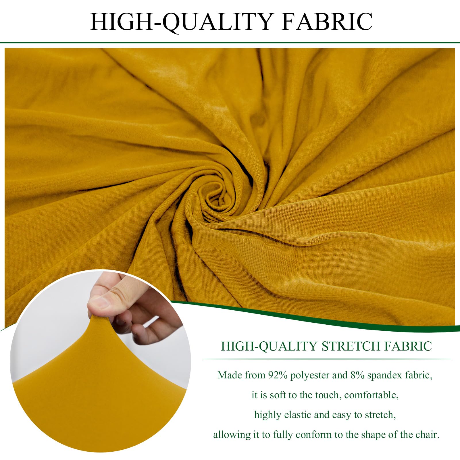 Housse de Chaise de Bureau Extensible Universelle Lavable - 2 Pièces Extensibles en Tissu Spandex - Protection Amovible Moderne sans Accoudoirs (Curcuma,6 Pièces)