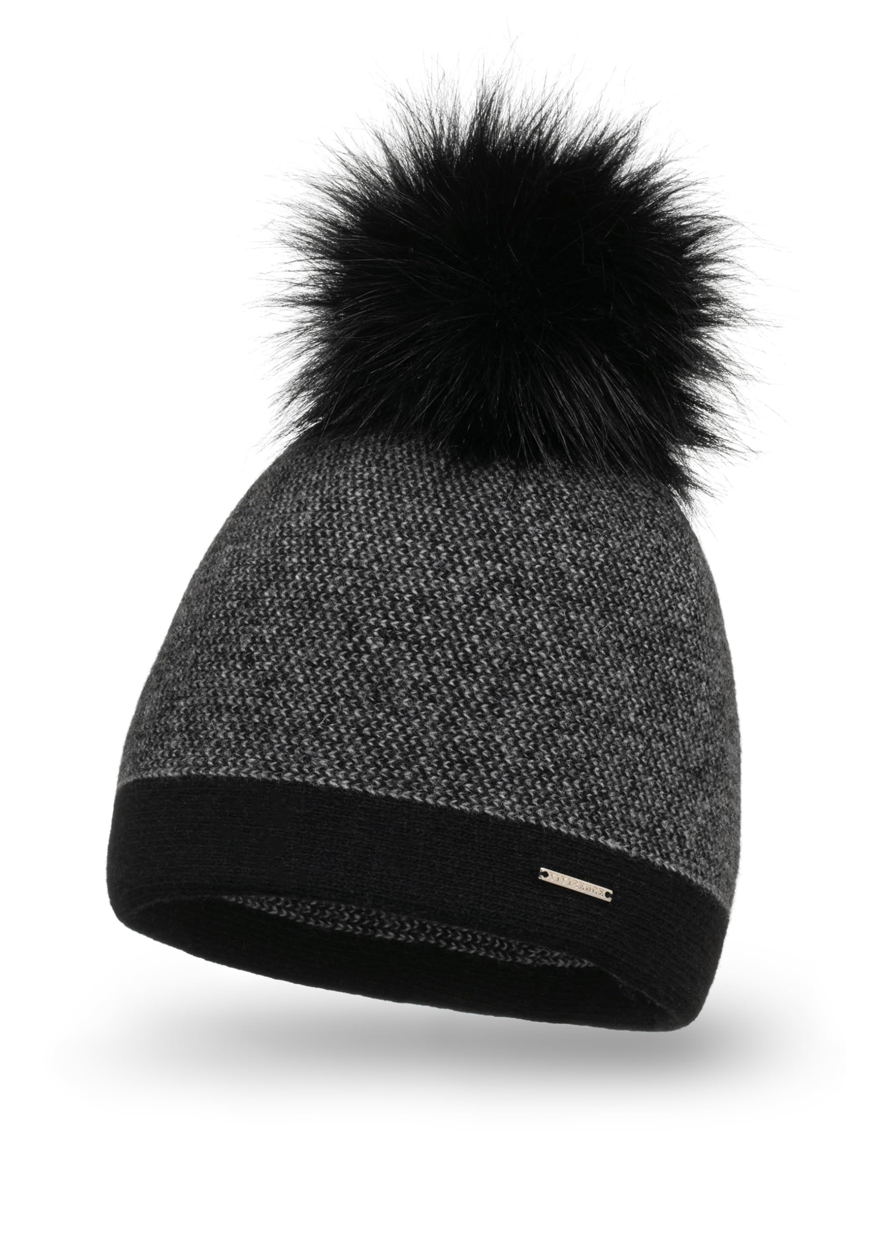 VIVISENCE Bonnet pour Femme L'automne Et l'hiver Élégant avec Pompon en Laine Chaude Ajusté Parfaitement À La Tête Idéal pour Les Froides Journées Décoré d'un Gros Pompon Écologique 7095