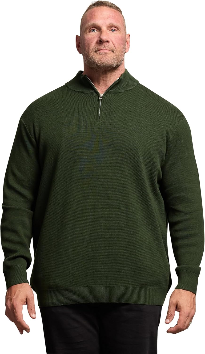 BadRhino Big & Tall Men's Milano Quarter Zip Sweater Pullover Black