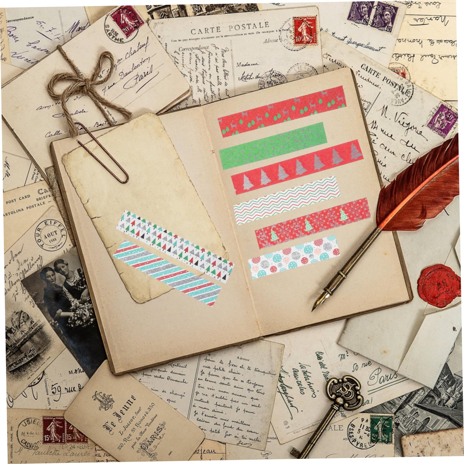 NUOBESTY 36pezzi Nastro Washi Decorativo Natalizio Oro Da Adesivo Per Scrapbooking e Pianificazione Decorazioni Creative Per Feste Di Natale e Regali