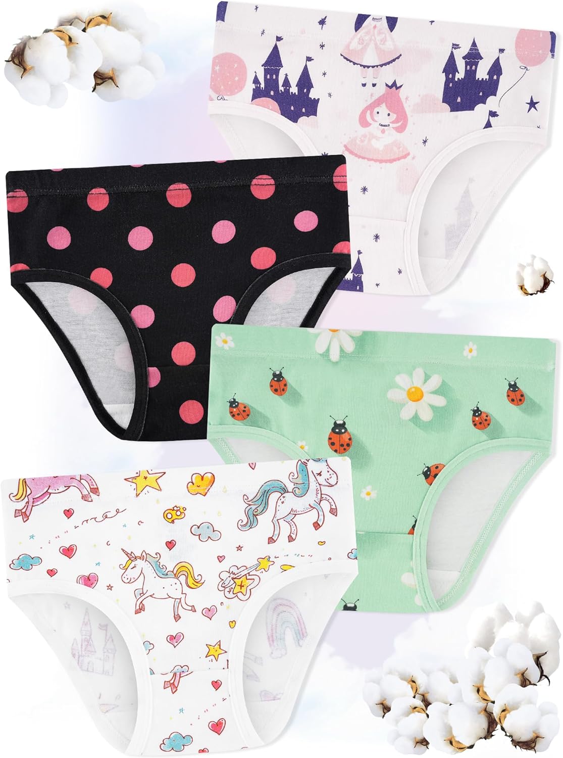 Girls' Underwear,Soft Cotton Tagless Panties for Toddlers' & Little Kids' Comfort,Breathable Briefs,8-Pack - Image 3