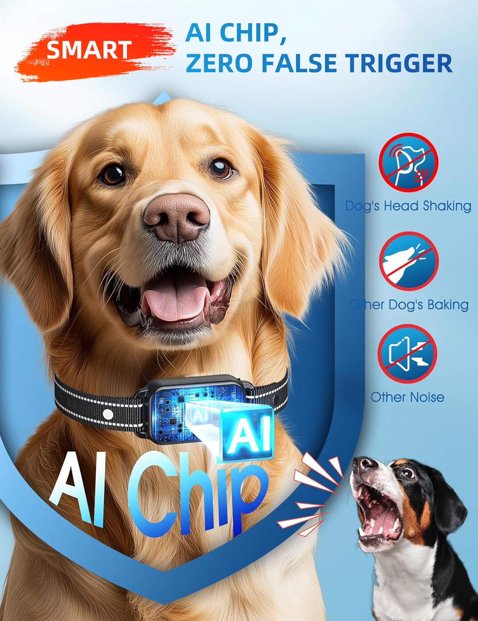 Collare antiabbaio per cani con 4 modalità anti-abbaio sicure ed efficaci