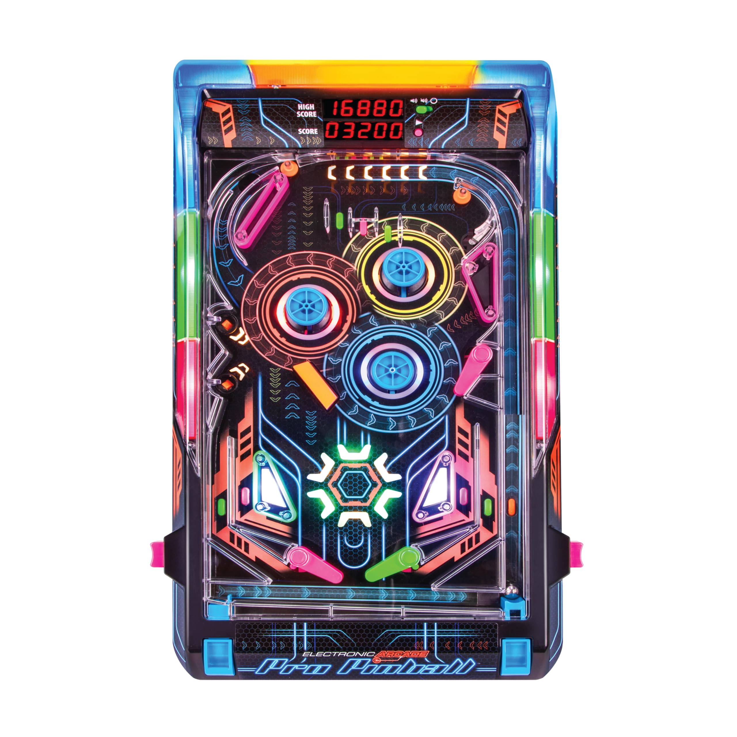 Merchant Ambassador Electronic Arcade Pro Pinball - Gioco da tavolo con luce e suono, tabellone segnapunti a doppio LED, 10 funzioni di livello professionale, per adulti e bambini dai 6 anni in su