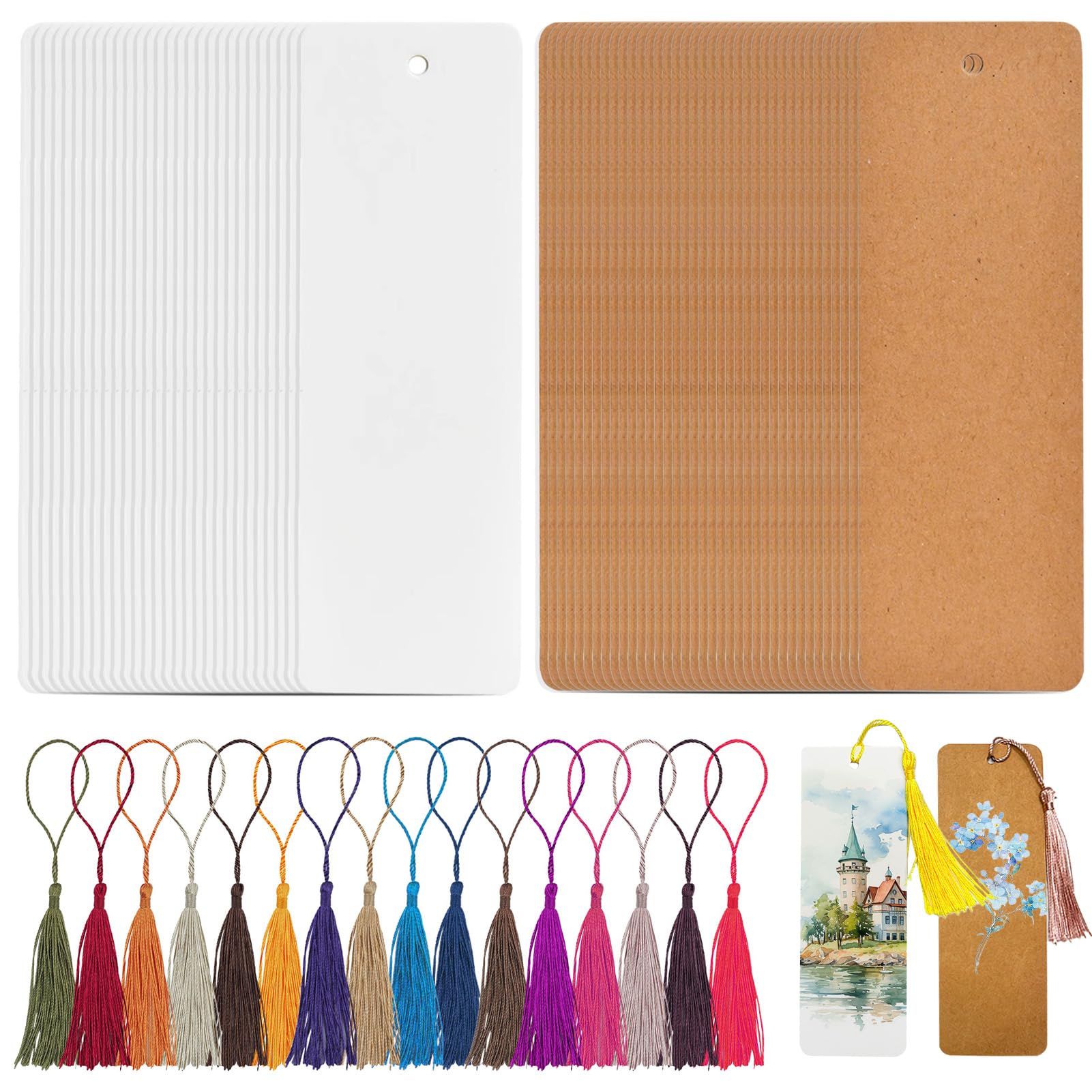 Pluc 120PCS Acrylic Bookmark Making Kit with Tassels, DIY Craft Set