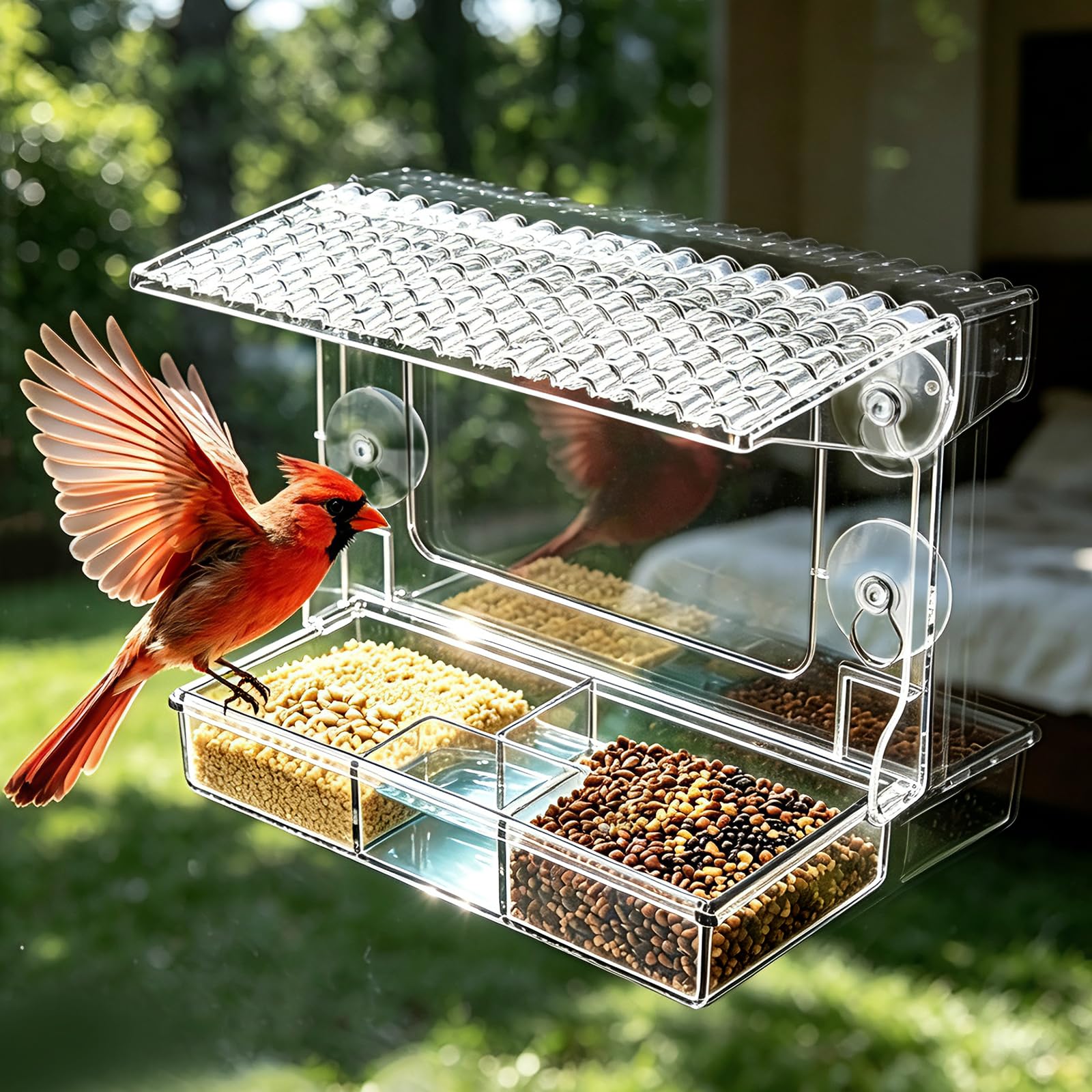 Window Bird Feeder, Clear Bird Feeder for Small Birds