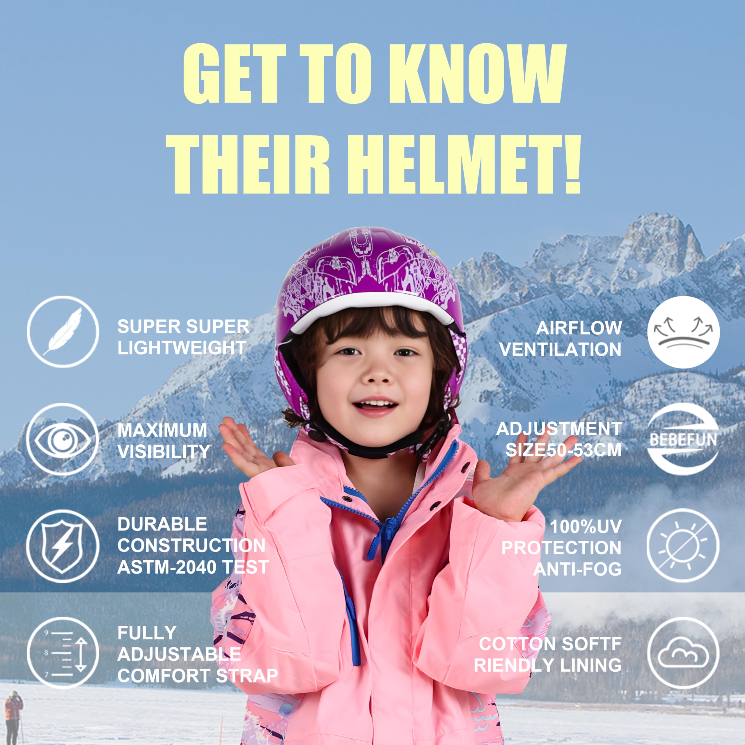 Pink Ski Helmet Women BeBeFun Toddler And Kids Ski Helmet