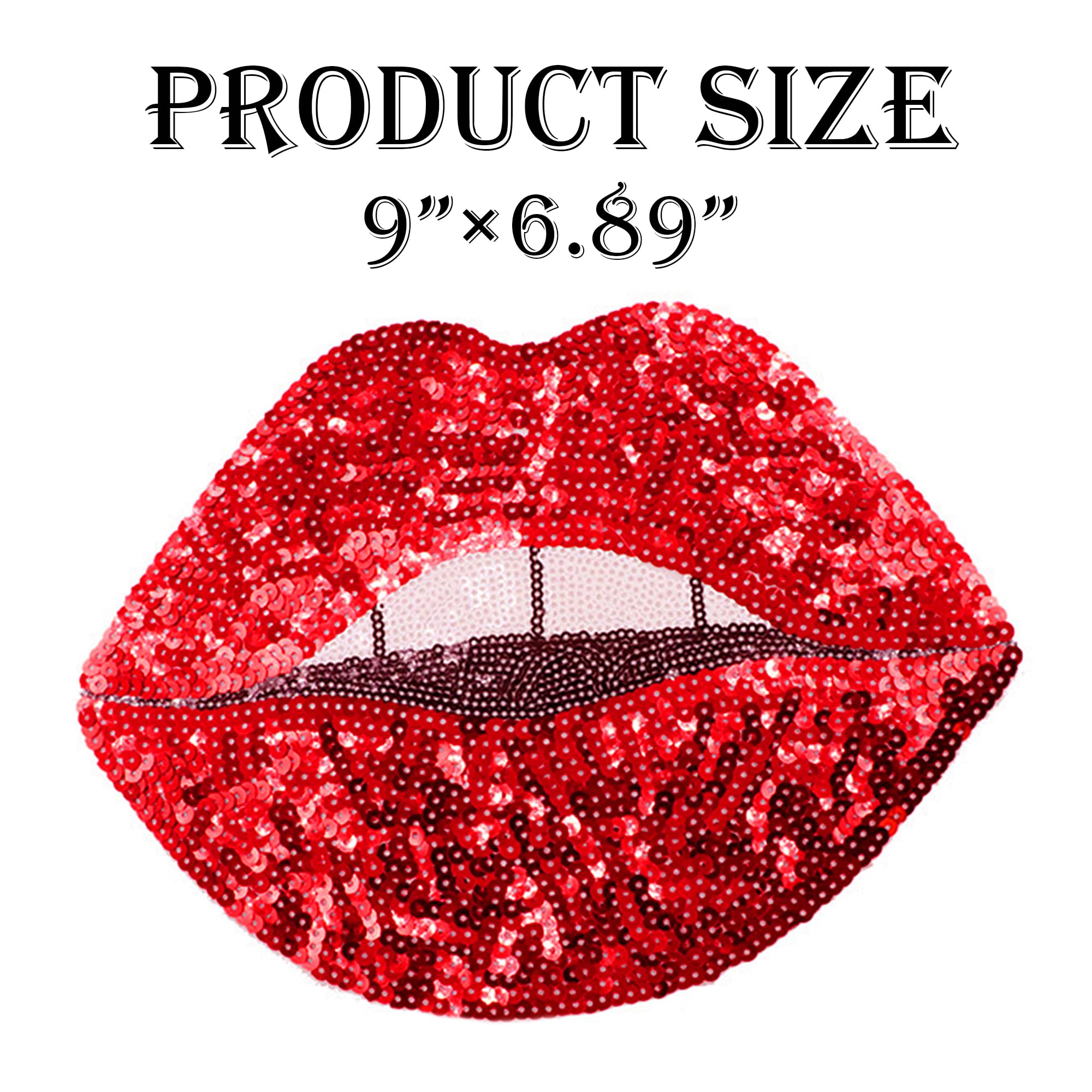Parches de labios rojos para planchar, parches de labios grandes, parches de lentejuelas para chaquetas, parches de ropa