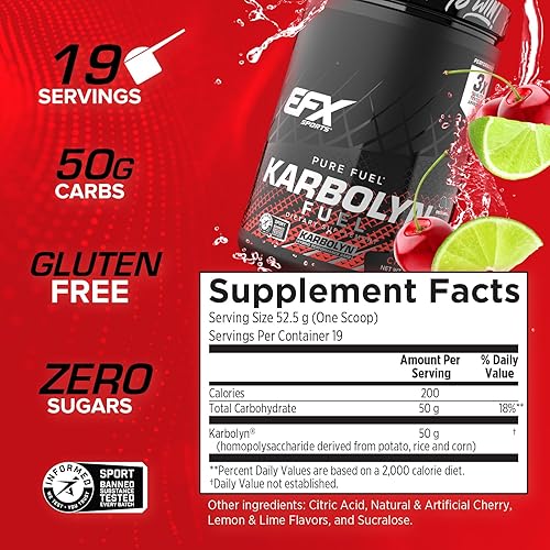 Miniatura 12 de EFX Sports Karbolyn Fuel | Polvo de carbohidratos de rápida absorción | Carga de carbohidratos, energía sostenida, recuperación rápida, sin