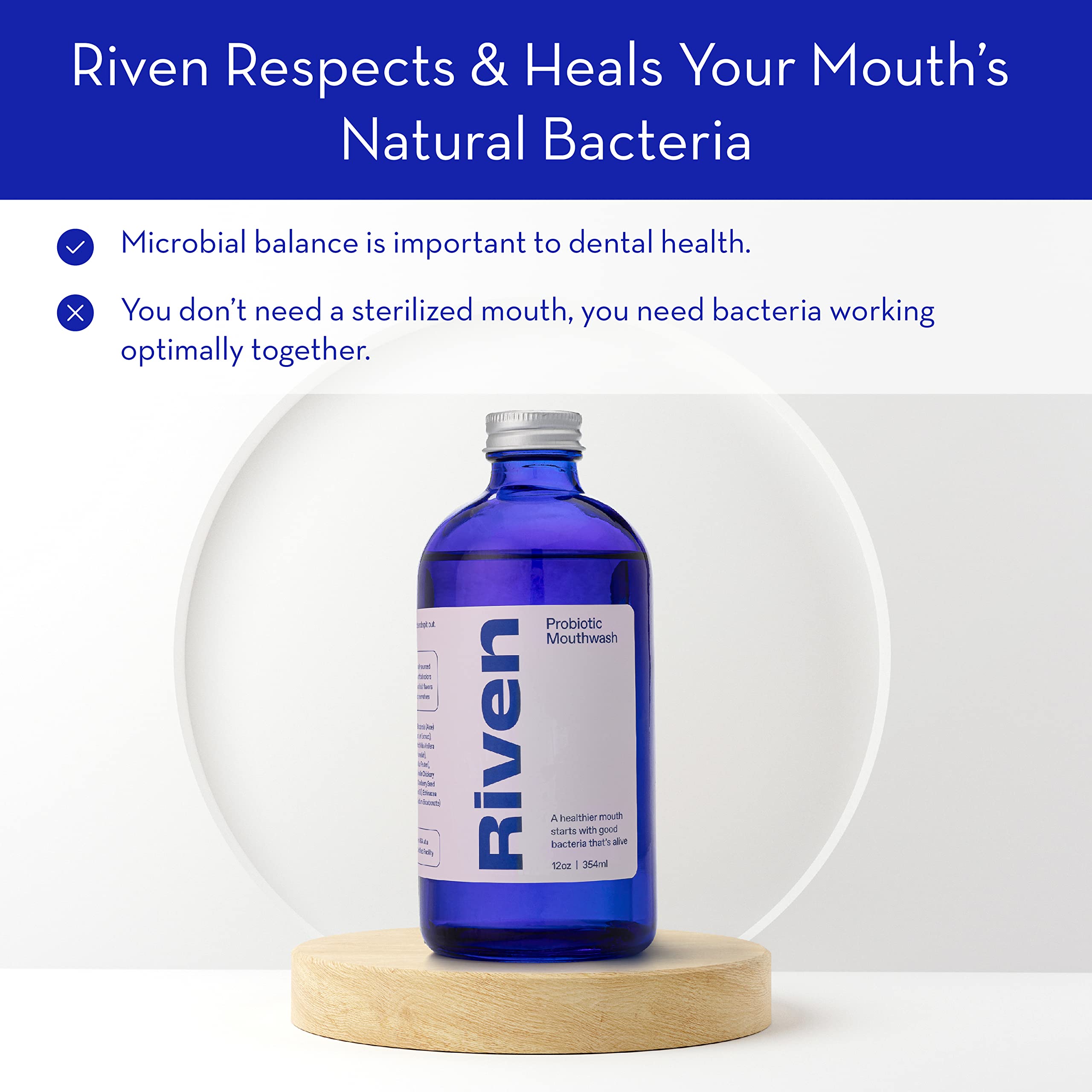 Riven Probiotic Mouthwash Cool Mint AntiCavity Dry Mouth Plaque