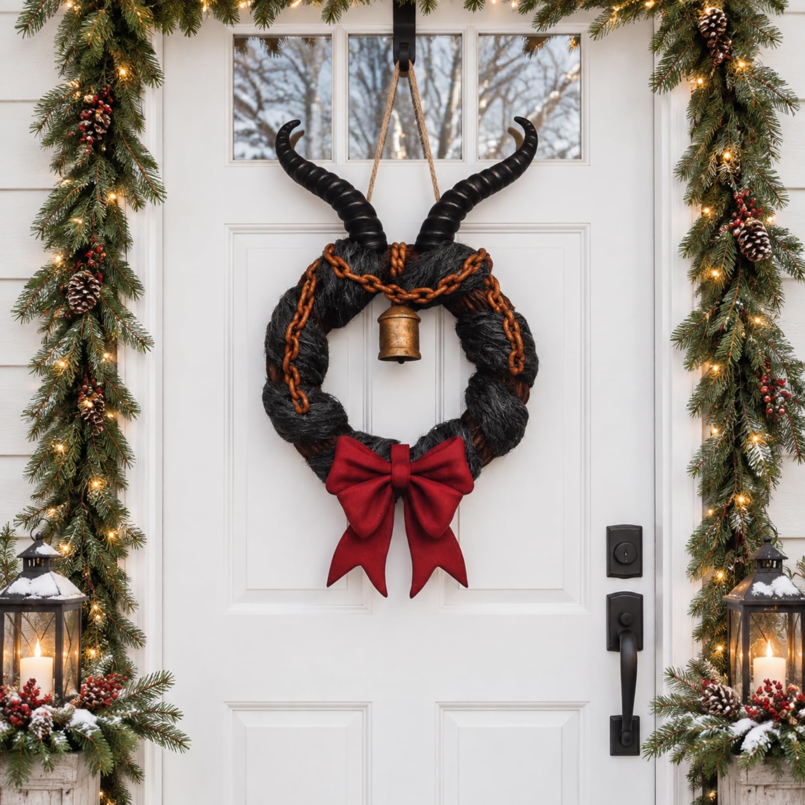 Rattanview Large Krampus Wreath Door Hanger Gothic Holiday Decor