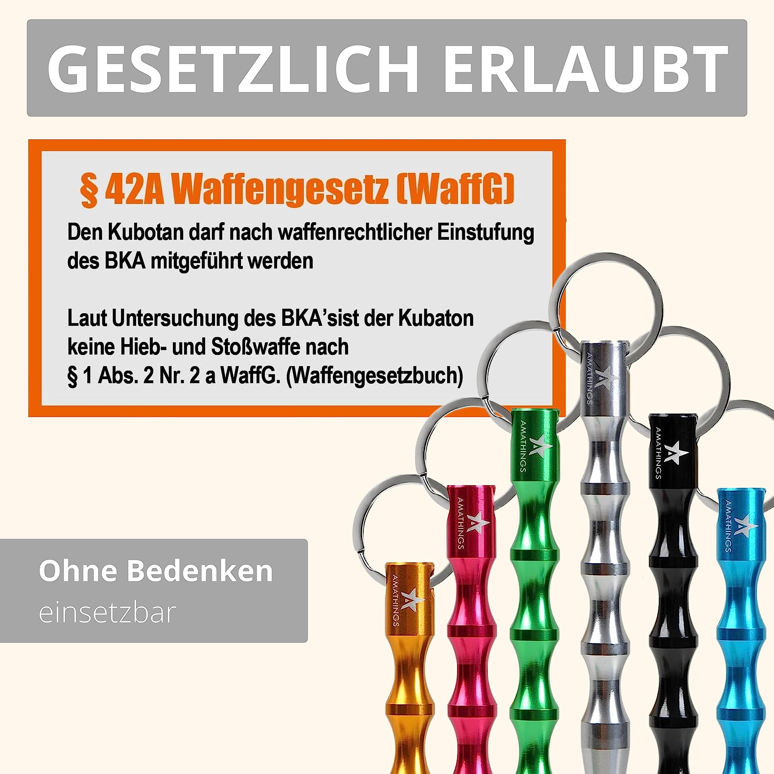 AMATHINGS 6 Stück Kubotan Selbstverteidigung Schlüsselanhänger und 2 Stück SOS-Pfeifen – Verteidigungs Waffen für Frauen mit ergonomischem Griff – Selbstverteidigung Waffen legal