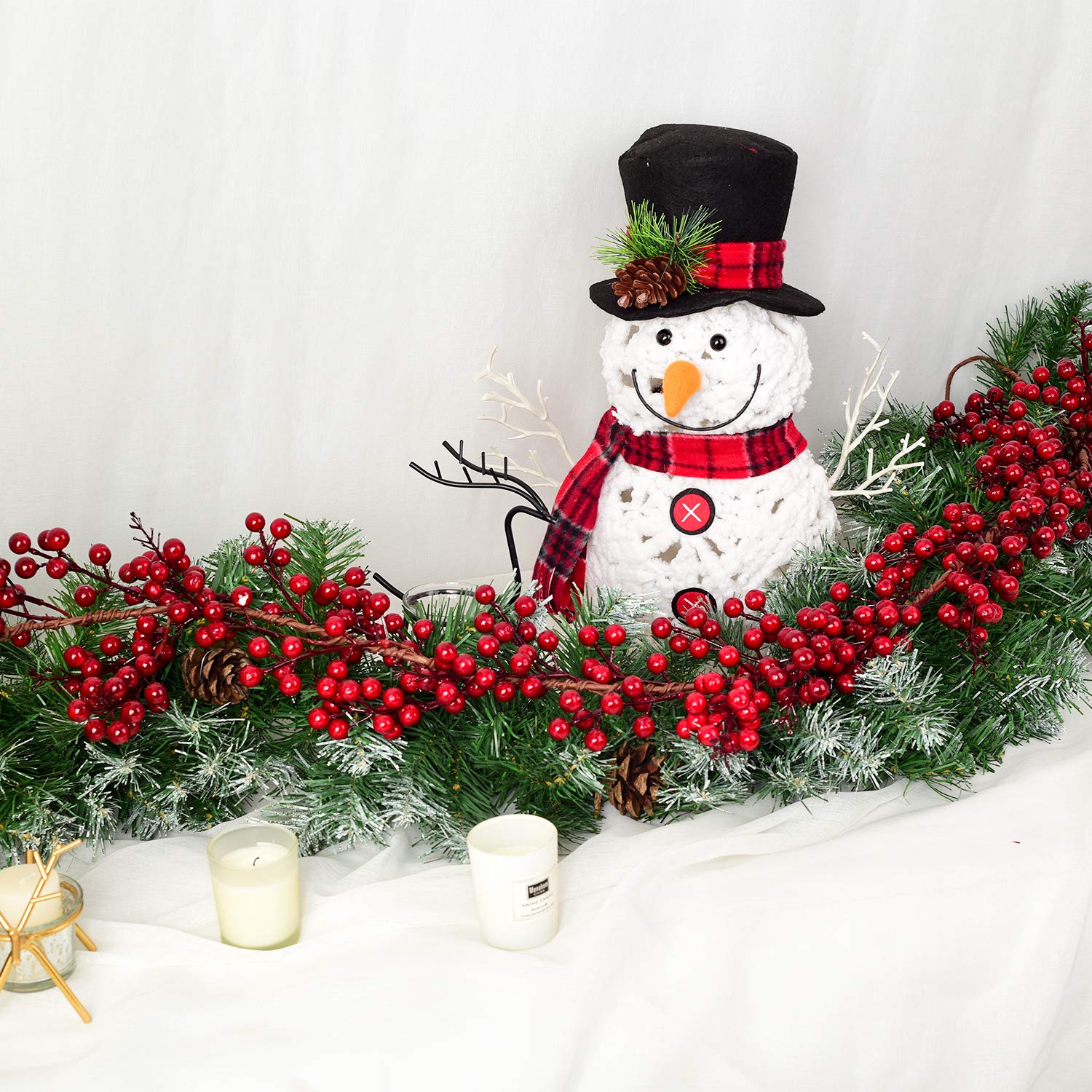 Künstliche Rote Beeren-Girlande 175cm - Weihnachtsdekoration Für Innen & Außen