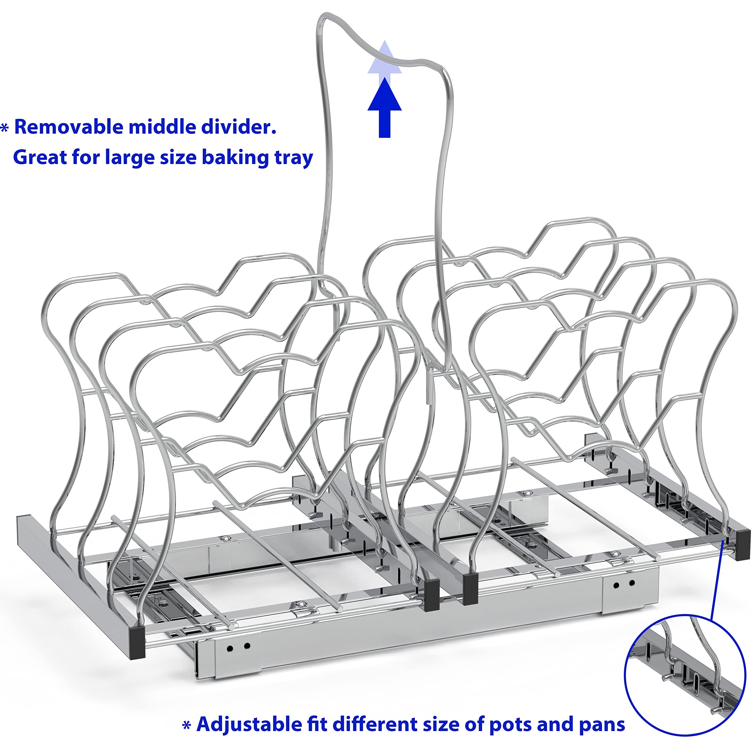 Simple Houseware Organizer Pull Out Under Cabinet Sliding Shelf for Kitchen,Bathroom, Pantry Pan and Pot Lid - Image 3