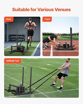 VEVOR Weight Sled,Workout Sled for Push-Pull Running & Strength Training | Compatible 1/2 in Weight Plates,Steel Power Training Sled for Athletic Exercise and Speed Improvement