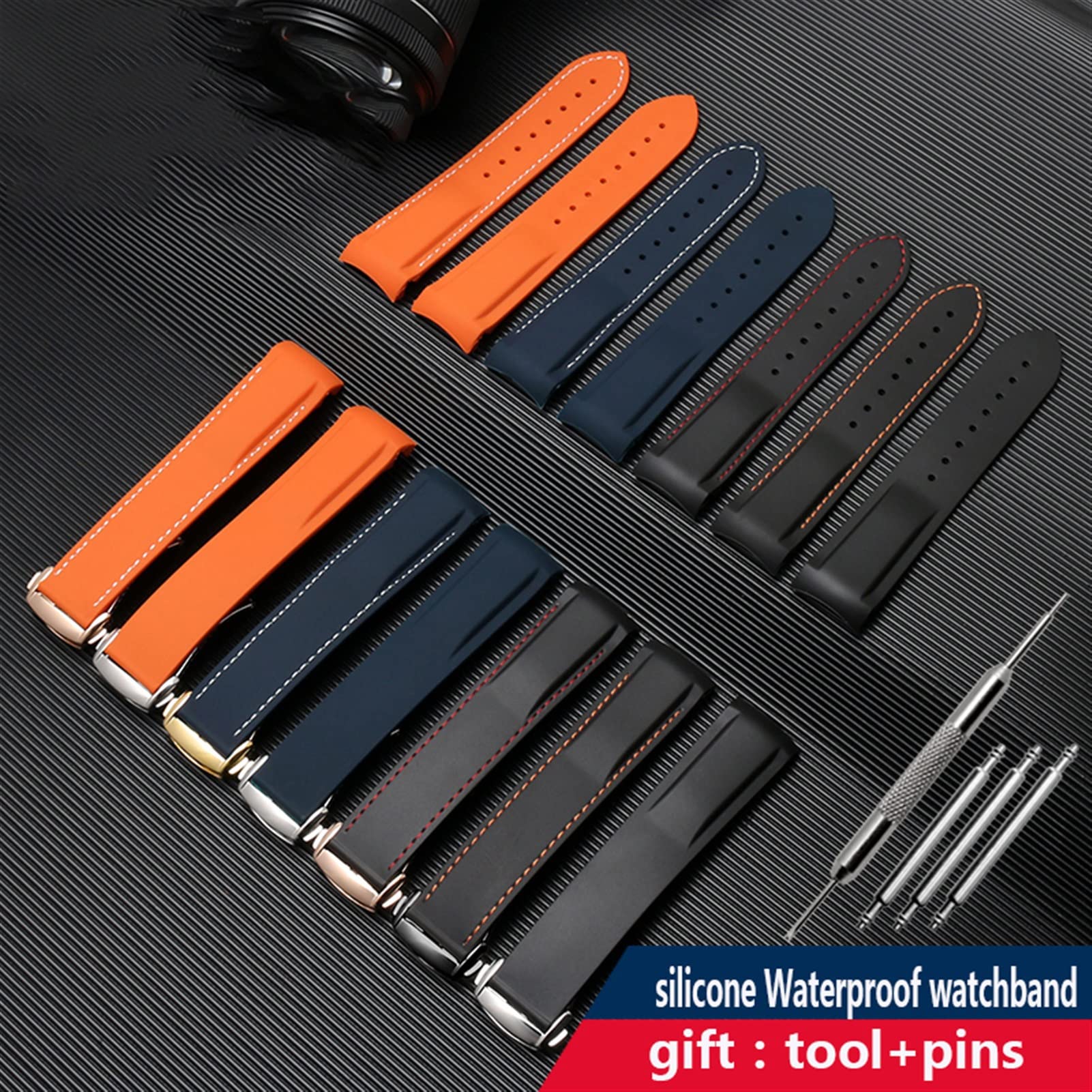 20 mm 22 mm silikonowy opaska zegarkowa Omega Seamaster 007 Wodoodporna bransoletka z paskiem na nadgarstek z składaną klamrą