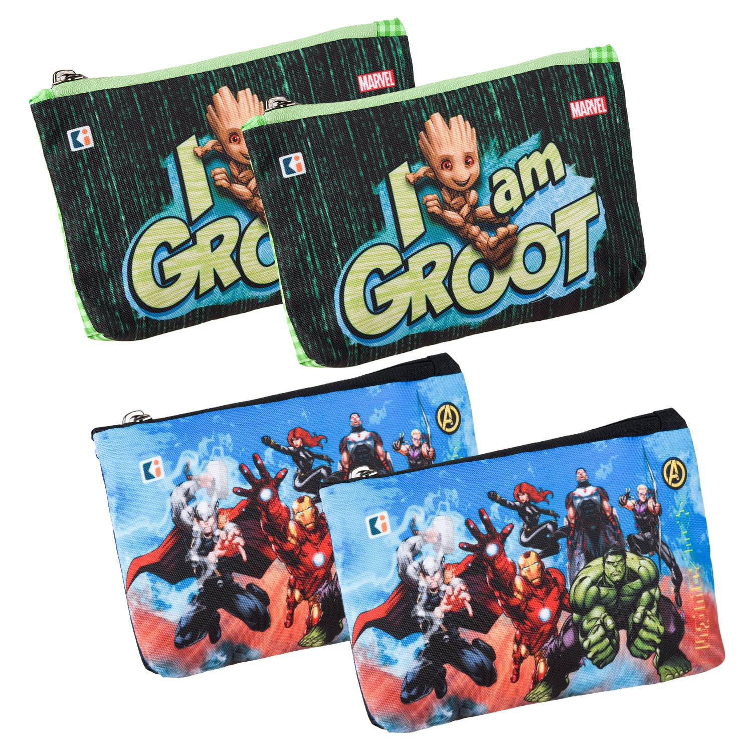 Polyester Pack of 4 Pencil Pouch | Square Stationary Pouch | Pen-Pencil Box for Kids | School Geometry Pouch | Pencil Utility Bag | Marvel Pencil Organizer | Green & Black-image-47